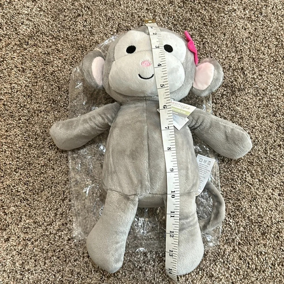 NWT Plush Monkey by Lambs & Ivy Cupcake Gray Pink Flower 2021 BEDTIME ORIGINALS - Picture 7 of 8